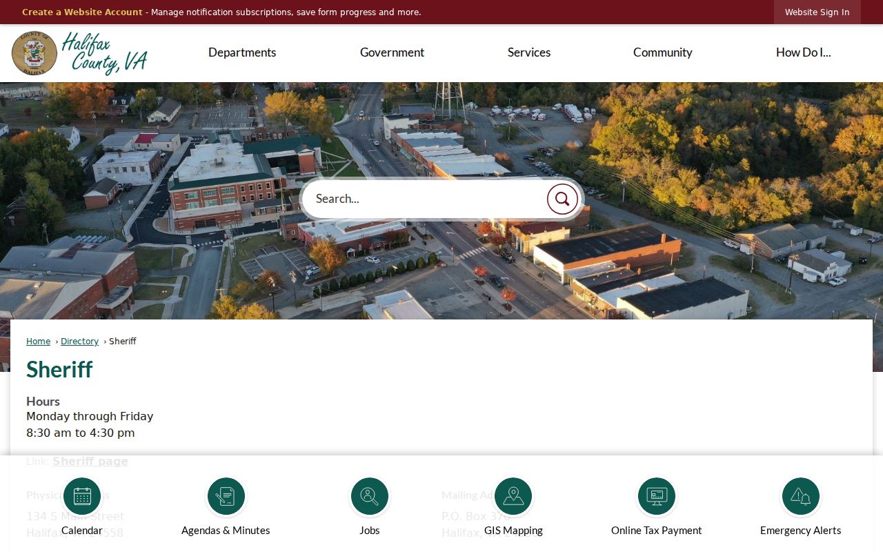 Halifax County sheriff arrest records and FOIA contact
