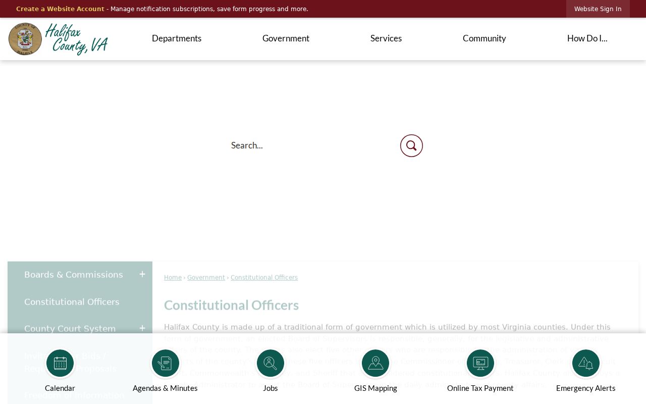 Halifax County criminal records constitutional officers