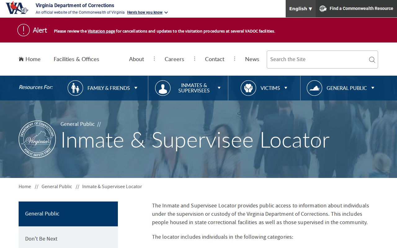 Halifax County criminal history VADOC locator fields