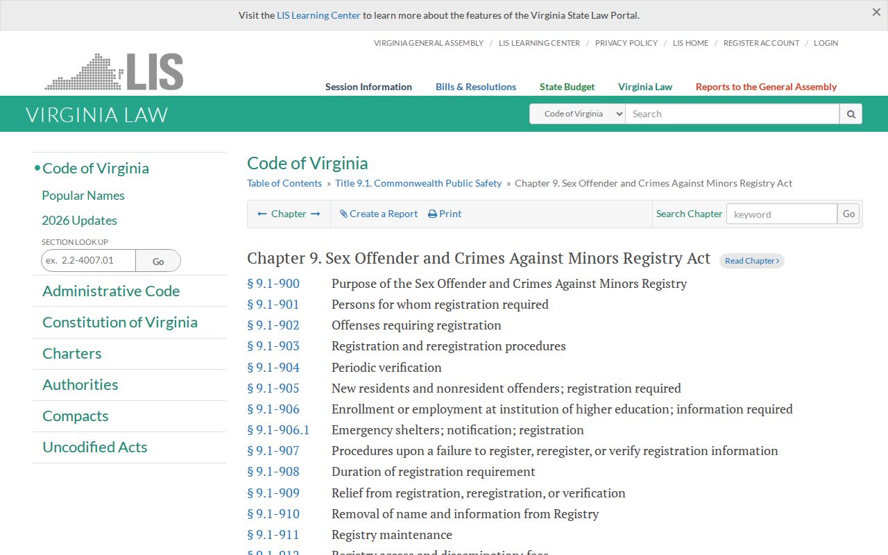 Halifax County sex offender registry requirements under Virginia law